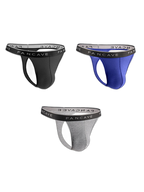 3 Pack Men's Modal U-Pouch Mid-Rise Thongs