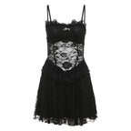 Spring New Women's Solid-Color Sexy Lace-Patchwork Slip Dress