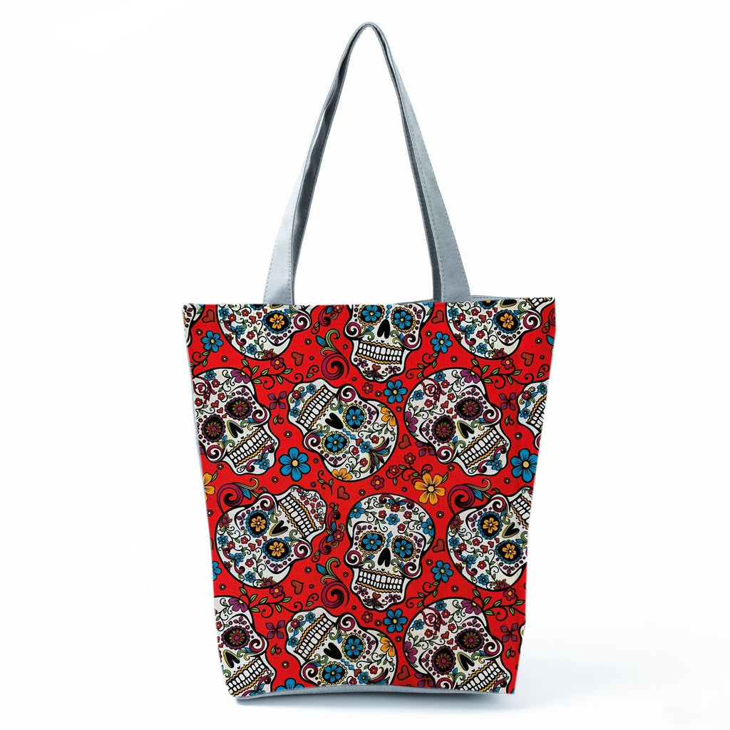 Portable Large Capacity Skull Printed Handbag
