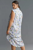 Vintage Cap Sleeve Button Front Midi Dress