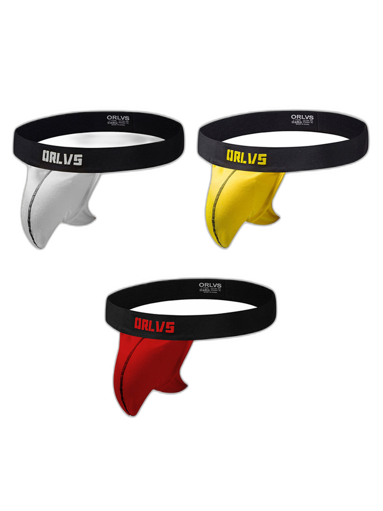 3 Pack Low-Cut Cotton Men's Thong with Enhanced Pouch