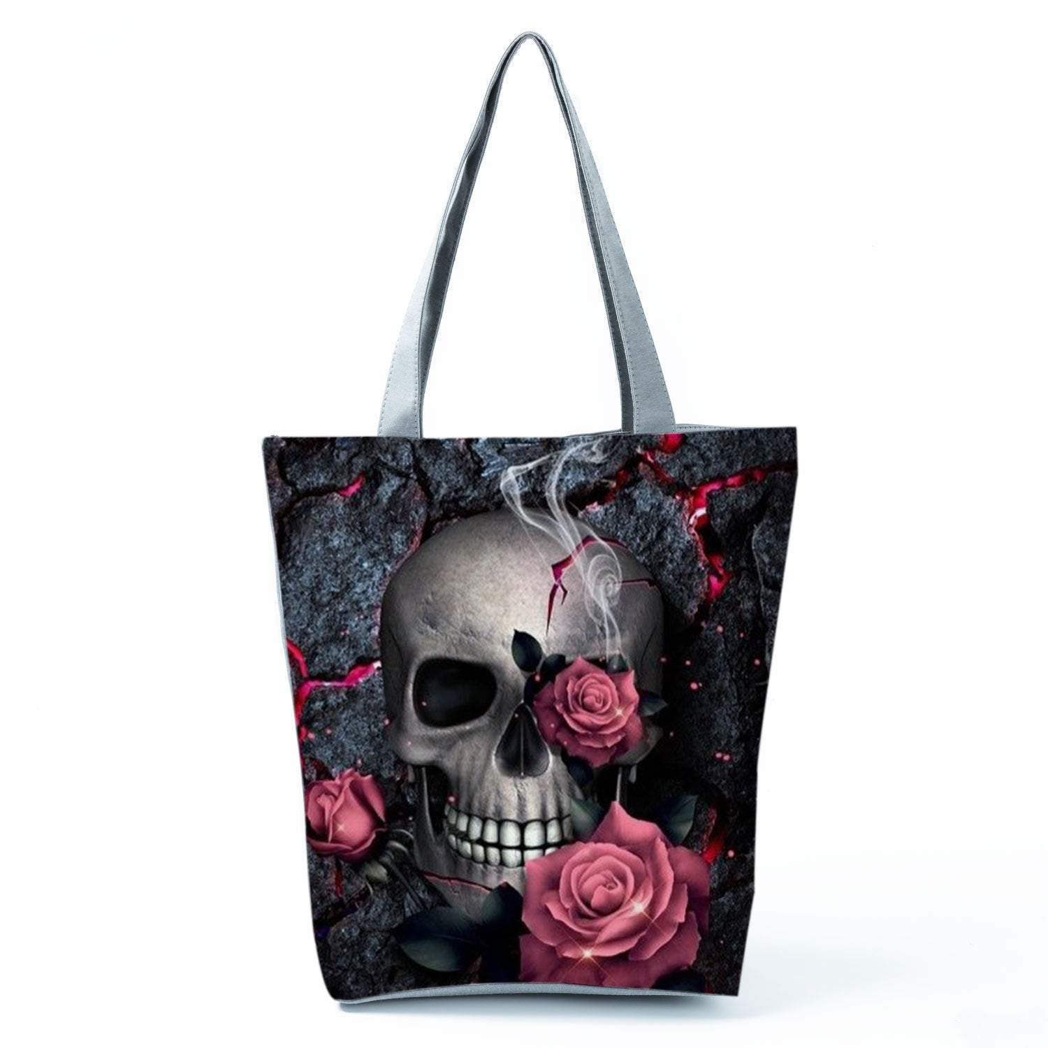 Portable Large Capacity Skull Printed Handbag