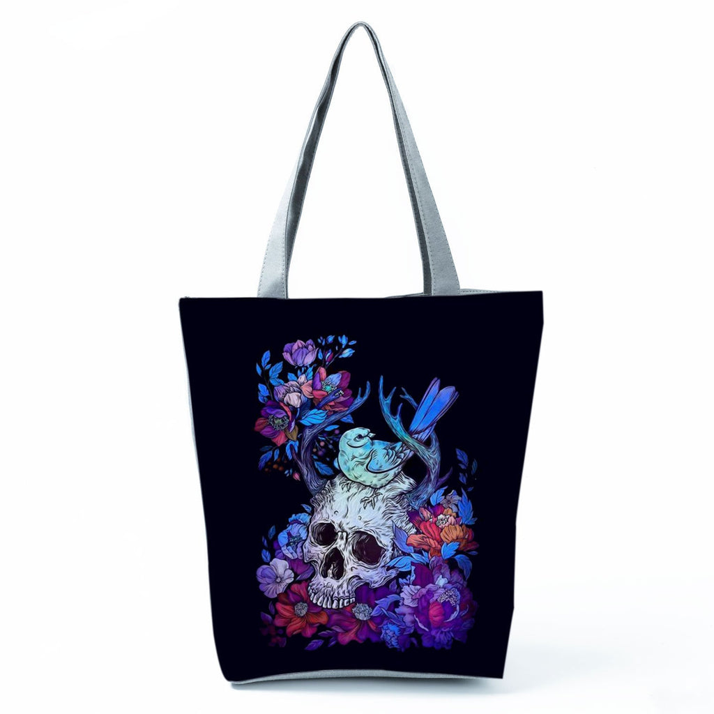 Portable Large Capacity Skull Printed Handbag