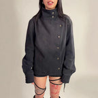 Washed Long-sleeve Denim Jacket For Couples