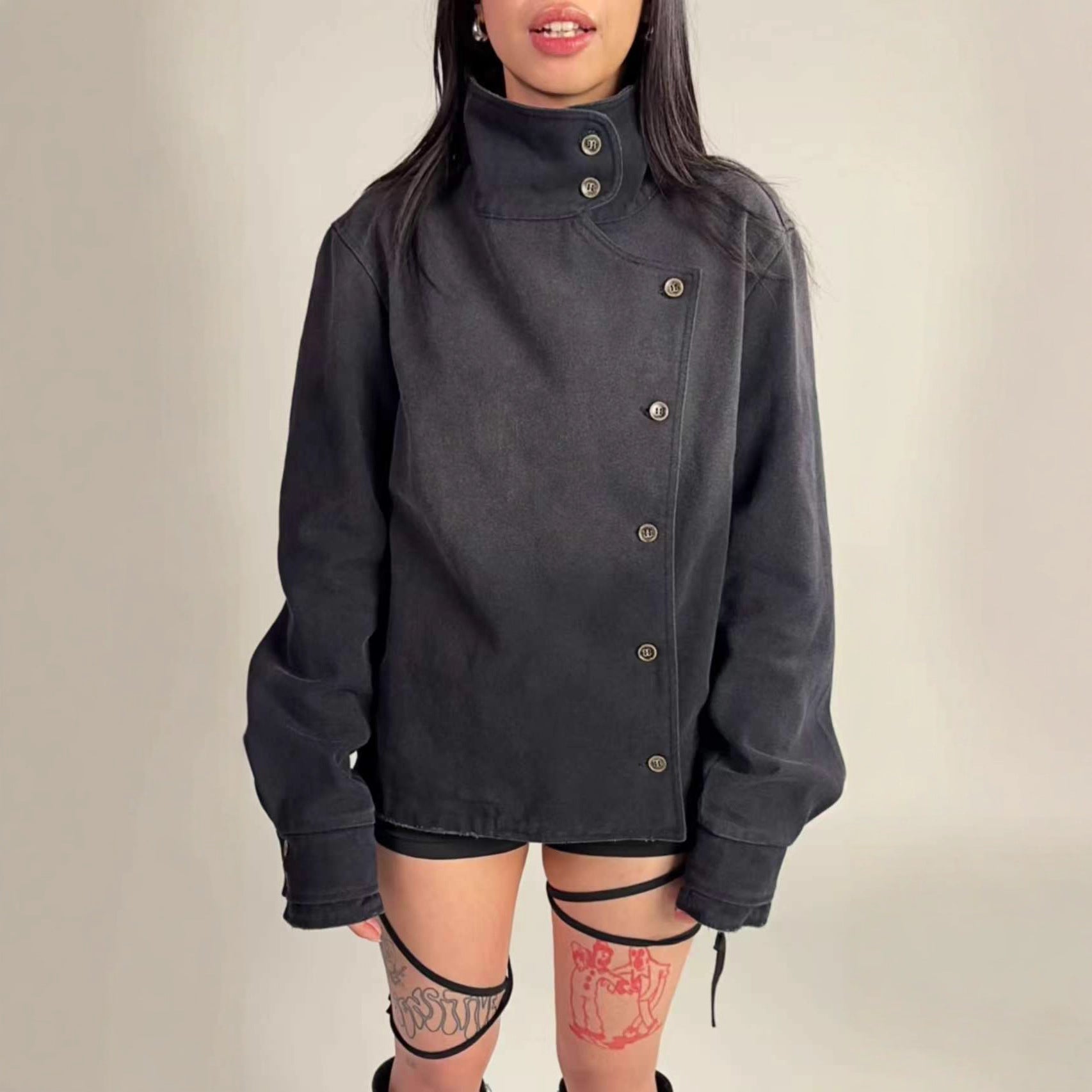 Washed Long-sleeve Denim Jacket For Couples