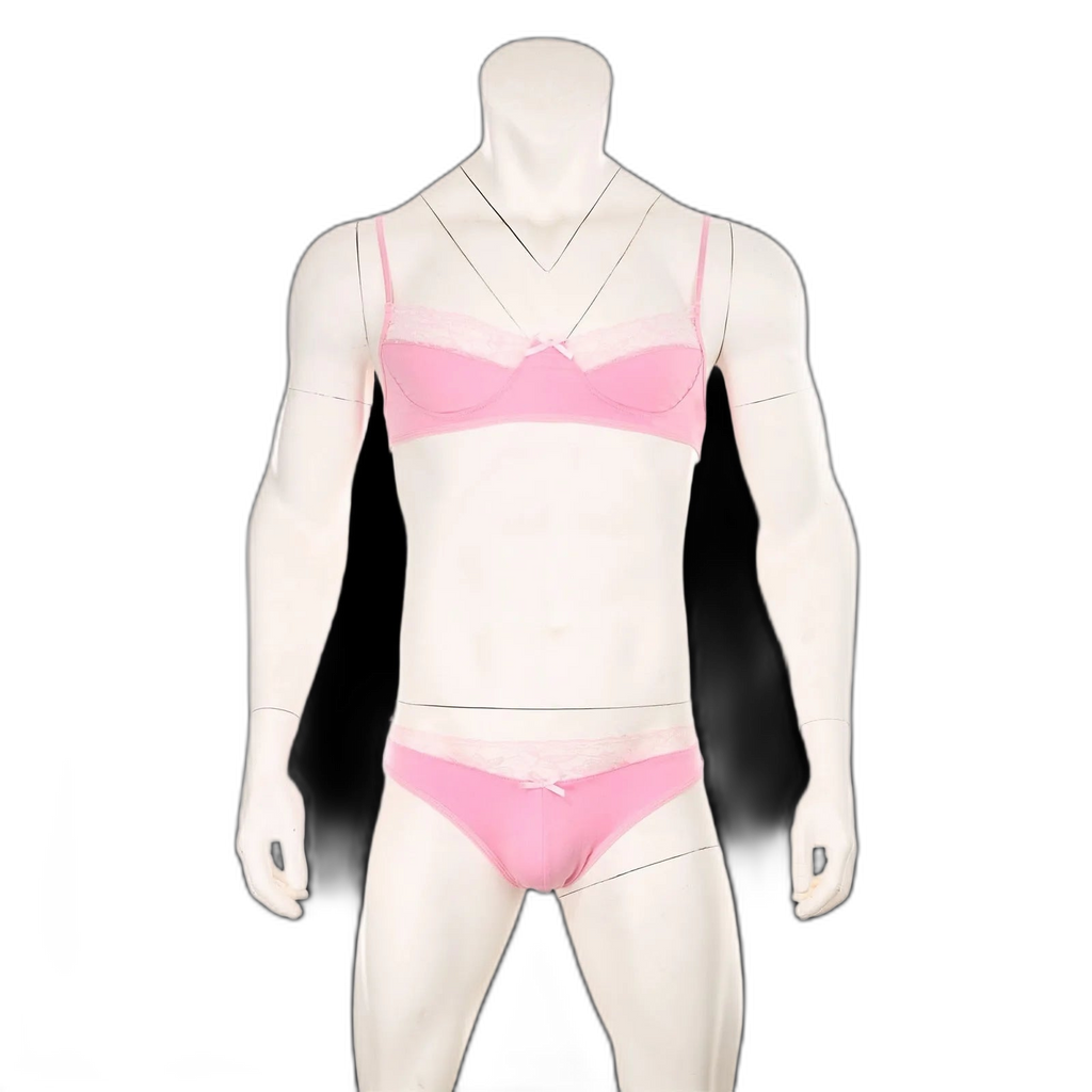 Mens Lace Lingerie Panties & Bra Set