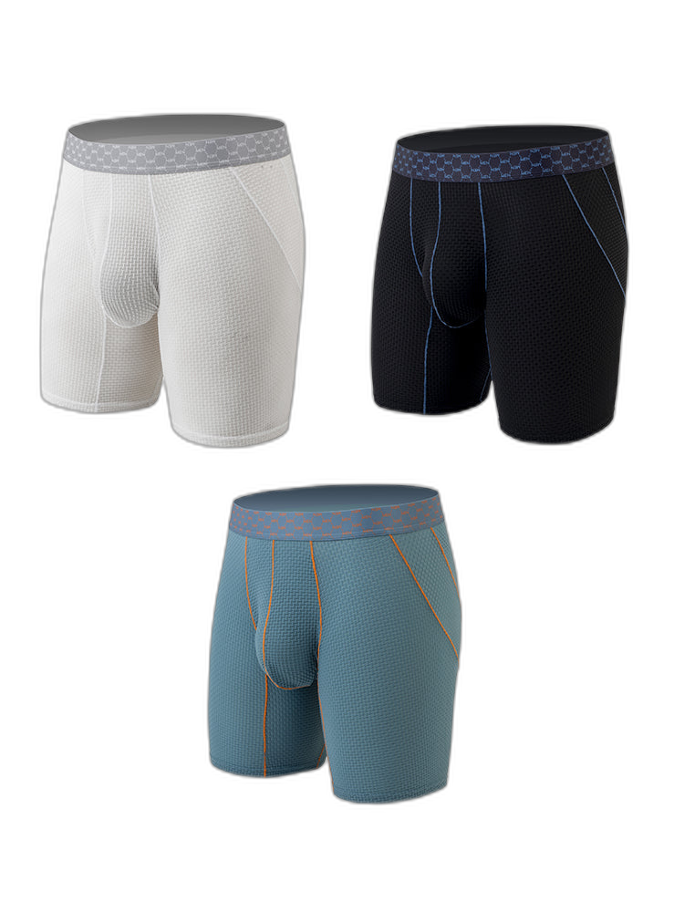 3 Pack Men's Anti-chafing Waffle Boxer Briefs
