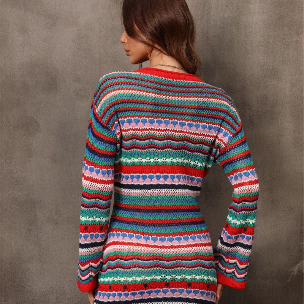 Women's Fashion Cutout Patchwork Knit Dress