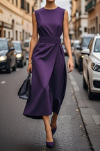 Summer Irregular Sleeveless Dress With Belt Fashion Temperament Slim Back Zipper Dresses For Women Clothing