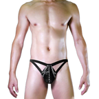 Chain Detail Leather Thong