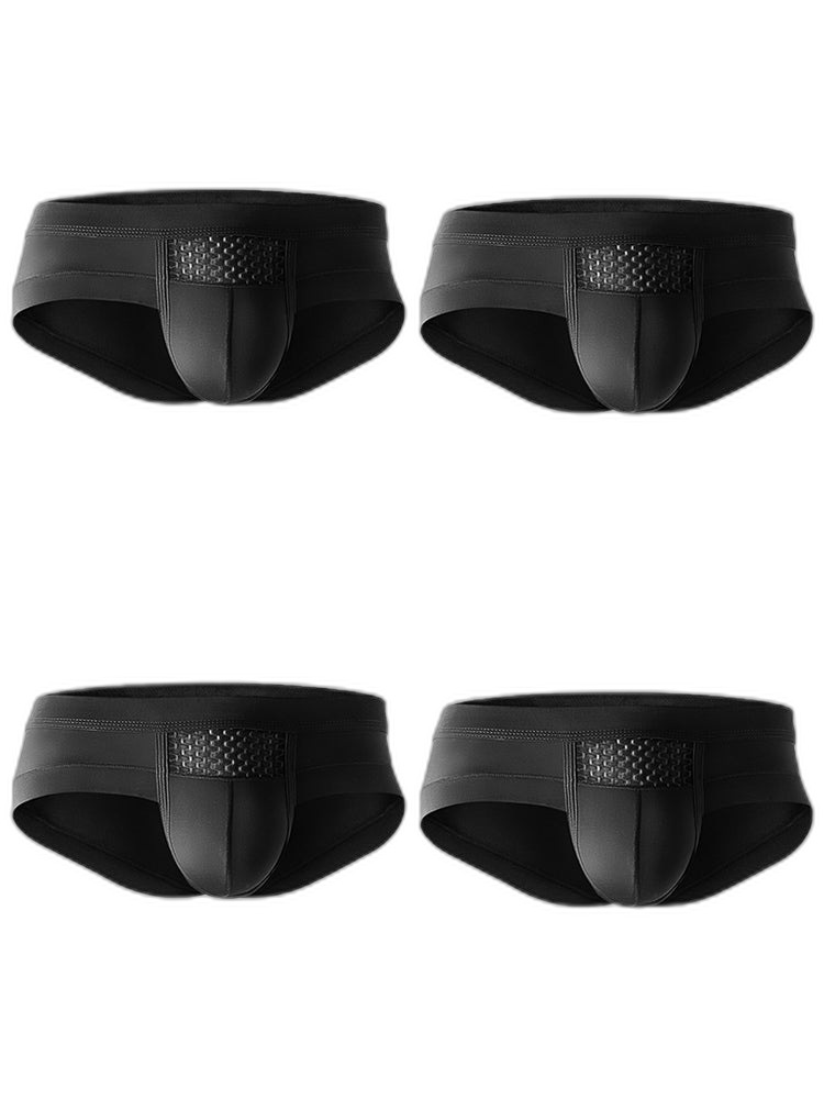 Aoelemen 4 Pack Men's Breathable U Convex Pouch Briefs