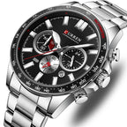 Men's Waterproof Quartz Watch - Stainless Steel Calendar Watch 30M Water Resistant