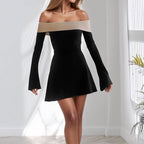The Wrap Edit | Contrast Chest-Wrap Long Sleeve Mini Dress