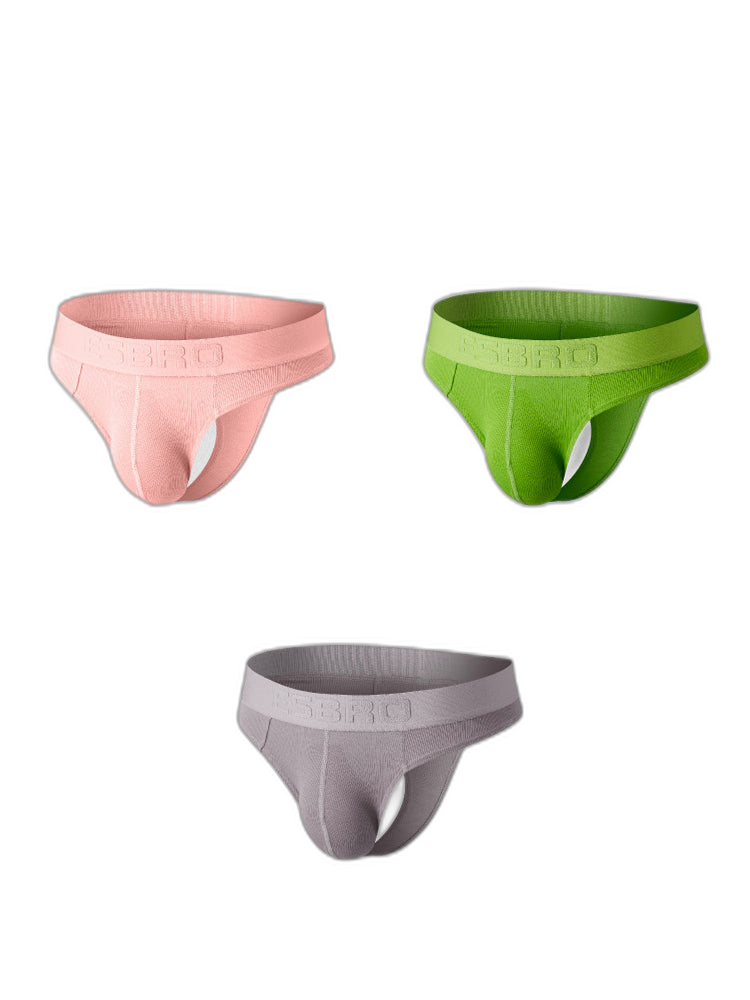 2 Pack Men's Ribbed Butt-Lifting U-Pouch Sexy Thong