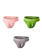 2 Pack Men's Ribbed Butt-Lifting U-Pouch Sexy Thong