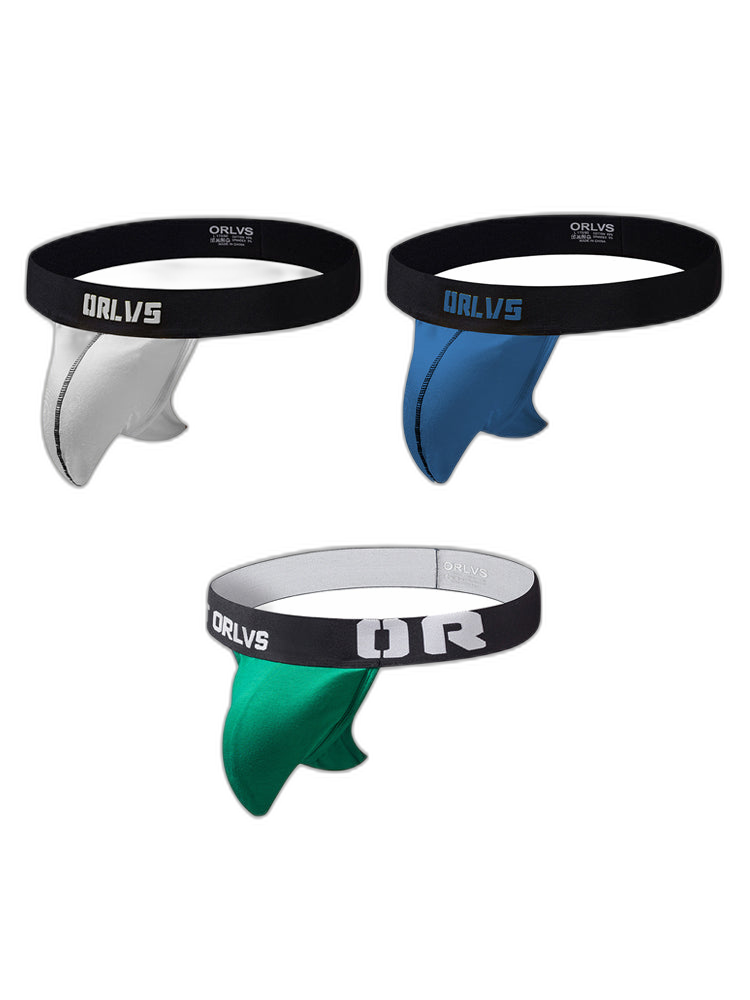 3 Pack Low-Cut Cotton Men's Thong with Enhanced Pouch