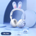 LED Rabbit Ear Wireless Headphones - RGB Light Up Bluetooth 5.0 Headset for Kids & Teens