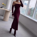 Burgundy Flowing Fabric Tube Top Dress