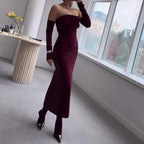 Burgundy Flowing Fabric Tube Top Dress