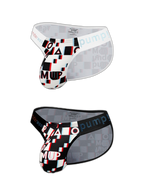2 Pack Men's Breathable Alphabet-Print Expanded Pouch Briefs