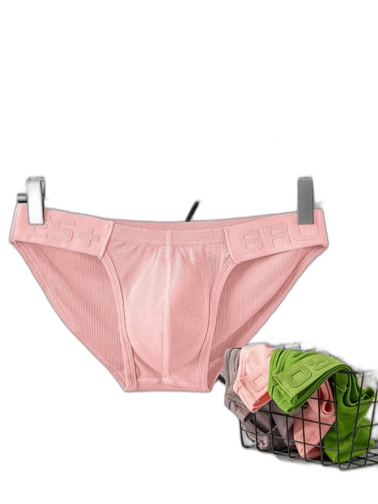 2 Pack Men's Solid Color Low Rise Sweat-Absorbent Large U-Shaped Small Pocket Briefs