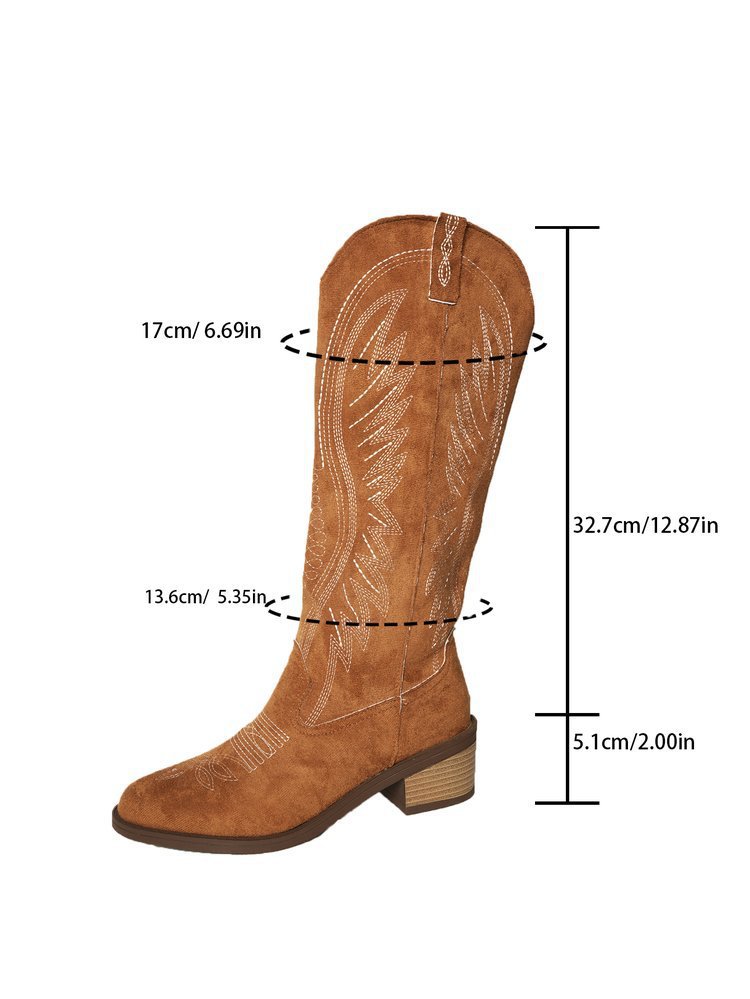 Große Größen Vintage Bestickte V-Schnitt Martin Stiefel für Damen Herbst und Winter
