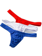2-pack Men's Ribbed Low-rise Solid Color Thong