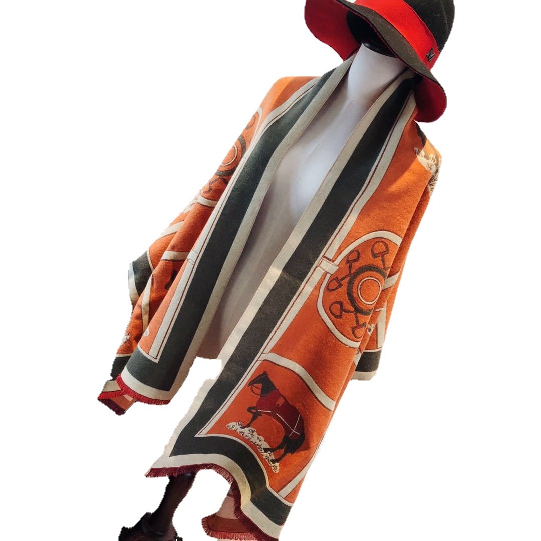 Cashmere-like Fleece Scarf Little Plaid Double-sided Color-block Versatile Shawl