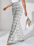 Plaid High-waist Straight-leg Women's Pants