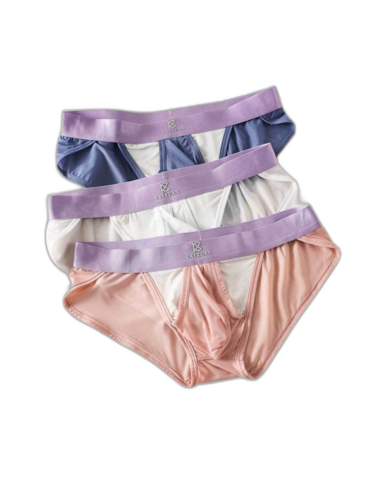 3 Pack Men's Ice Silk Breathable Mesh Low-Rise Classic Briefs