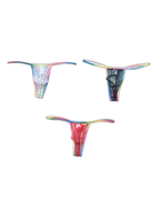 3-pack Men's Sexy Rainbow Transparent Convex Pouch Breathable Thong