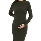 Mid-length Solid-color Pullover Sweater Dress