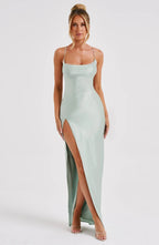 Women's Slit Satin Slip Dress
