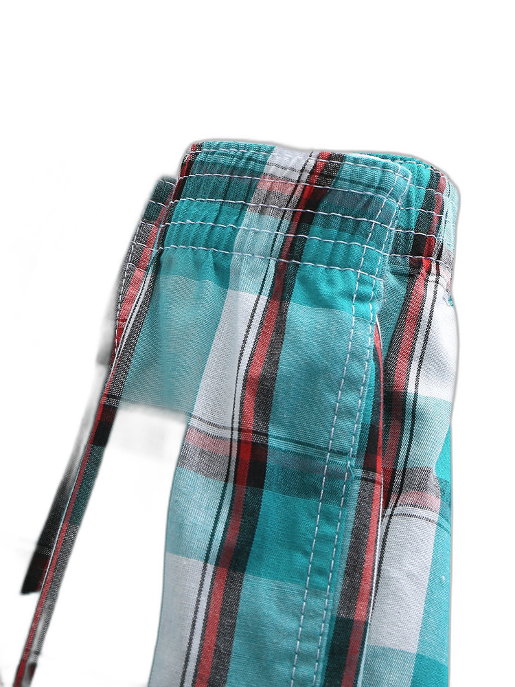 Mens Plaid Front Pouch Boxer Shorts