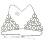 Sexy Bikini With Heart-shaped Rhinestone Claw Chain On Body Chain
