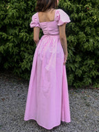 Puff Sleeve Tie Dress