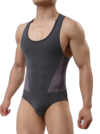 Mens Sexy Sheer Mesh Wrestling Bodysuit