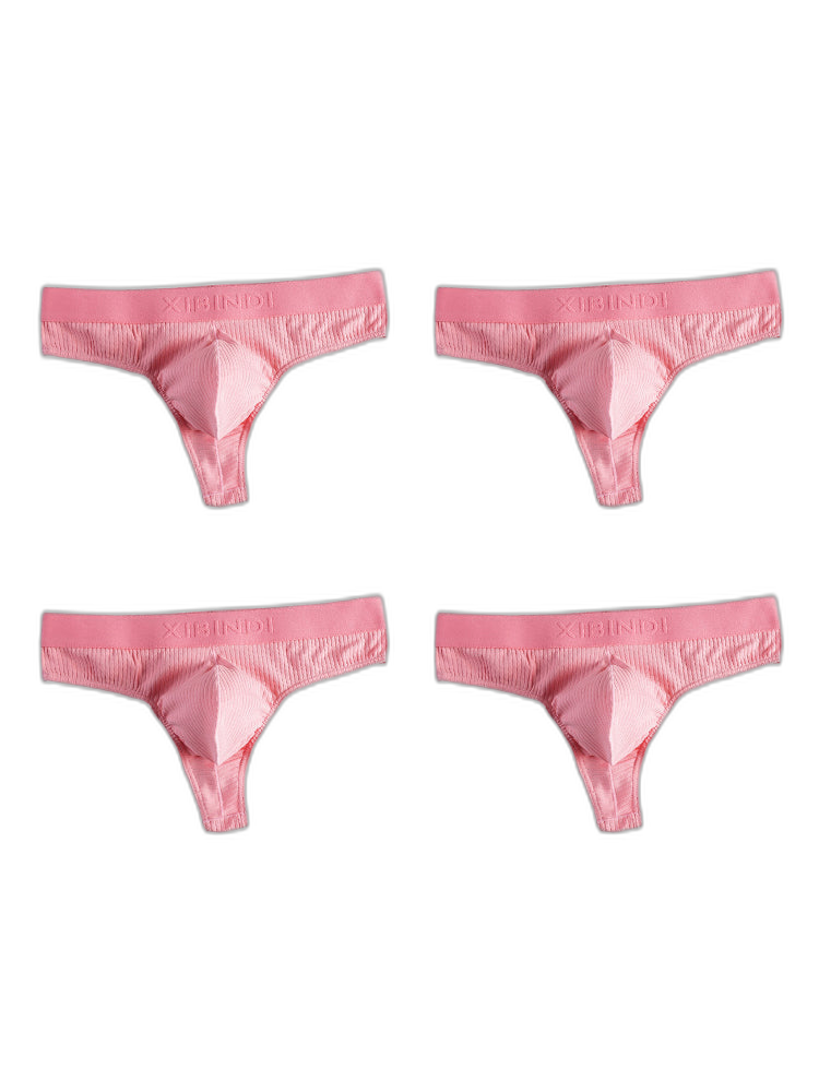 4-Pack Men's Ultra-Soft Cotton Mid-Rise Stay-Put Fit Seamless Thong