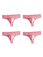 4-Pack Men's Ultra-Soft Cotton Mid-Rise Stay-Put Fit Seamless Thong