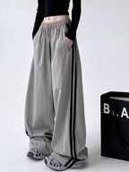 Cargo With Side-panel Stitching Street-style Athletic Fashion Brand Loose-fitting High-waist Casual Wide-leg Pants