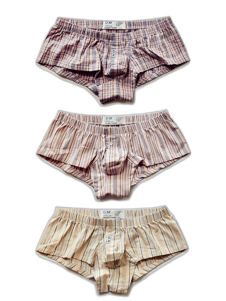 Mens Plaid Front Pouch Boxer Shorts