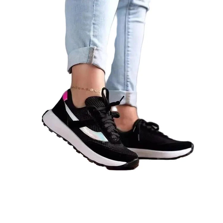 Mesh Contrast Round Toe Sneakers