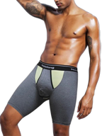 Dual Pouch Men's Long Legs Sports Boxer Briefs