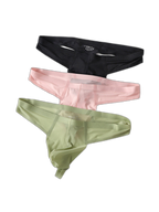 3 Pack Men's Solid Color Seamless Comfort Quick-Dry Breathable Thongs