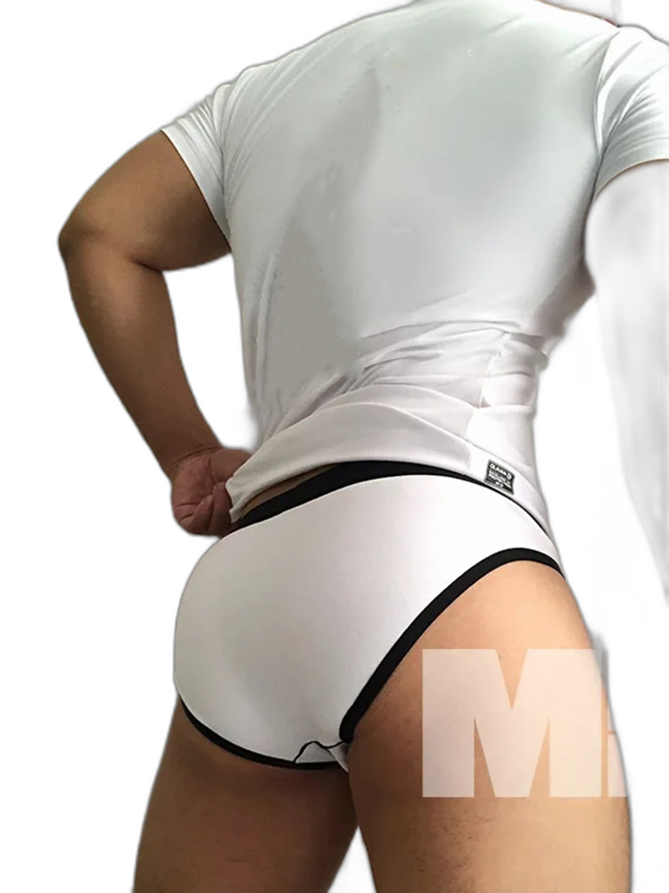 Men’s Spliced Lines U Convex Pouch Cotton Briefs