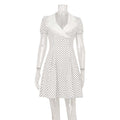 European And American-style Fashionable Women's V-neck Polka-dot Printed Dress