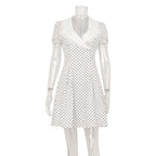 European And American-style Fashionable Women's V-neck Polka-dot Printed Dress