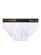 Men's Mesh Briefs With Colorful Spliced Lines