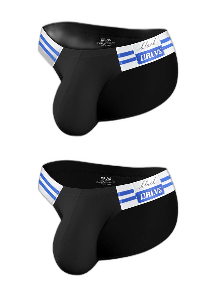 2-pack Men's High-cut Cotton Navy Striped Stretch Briefs