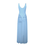 Women's Solid-Color Elegant Resort Bodycon Mesh A-Line Dress